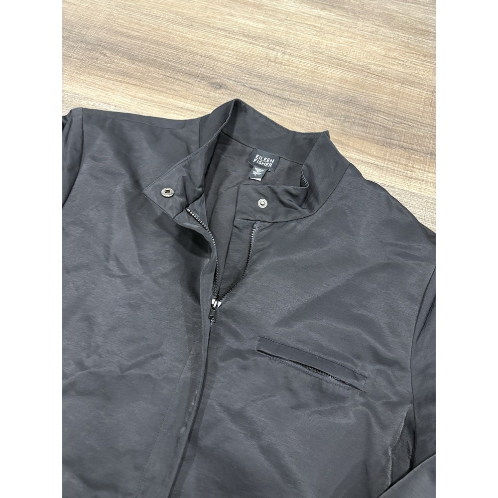 Eileen Fisher Zip Front Jacket Mid Weight Cropped Bomber Large Women's